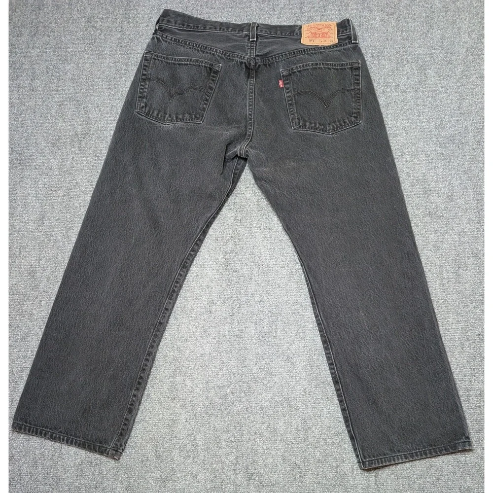 Levis 501 Jeans Men's Size 36x29 Black Denim Full Button Fly‎ Levi Straight Leg